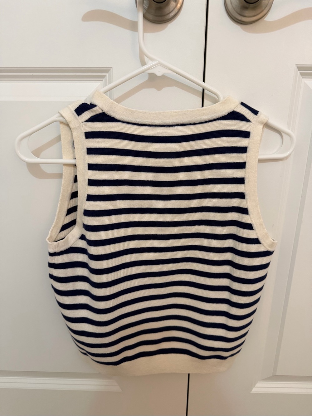 J. Crew Navy and Cream Striped Knit Tank